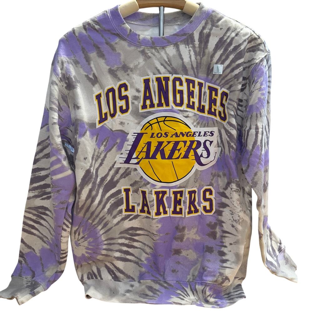 NBA Lakers Women's Purple Tie-Dye Graphic Sweatshirt - Size Small - NWT